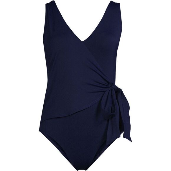 Land's End Plus size side tie soft cup adjustable tie swimsuit navy various size - Picture 6 of 9